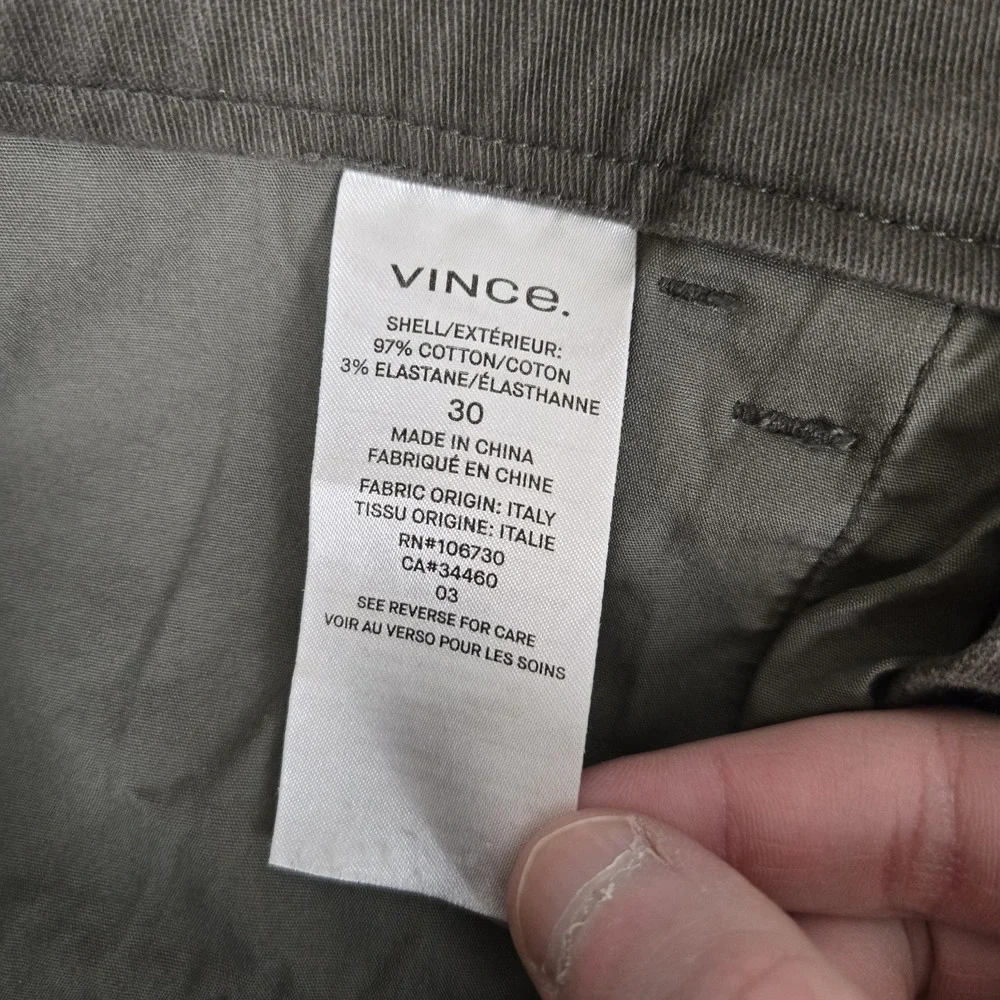 VINCE Essential Five-pocket Twill Pants Mens 30x32 Brown‎ Slim Style MS121-2248
